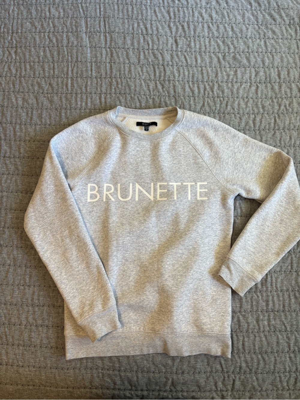 Brunette The Label Heather Gray Crewneck Sweatshirt with White Logo